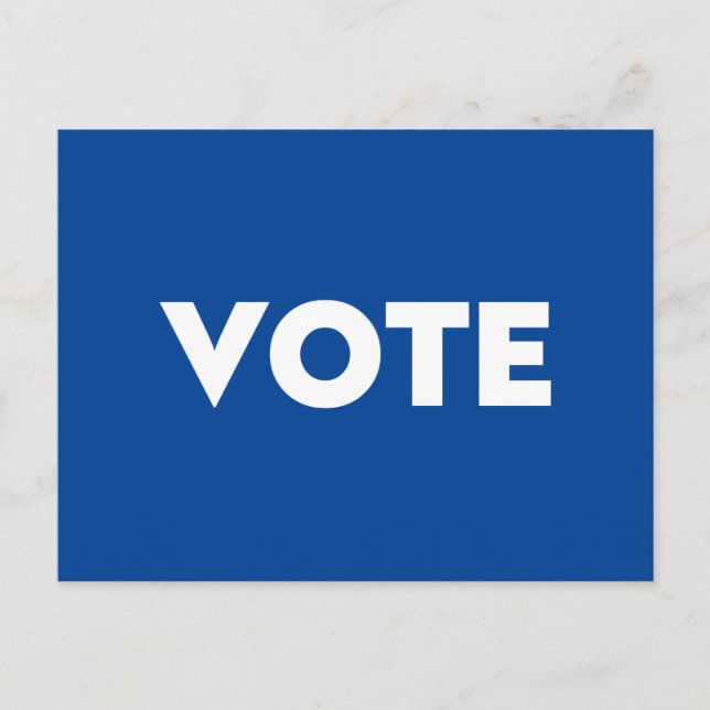 Blau "abstimmen" postkarte (Vorderseite)