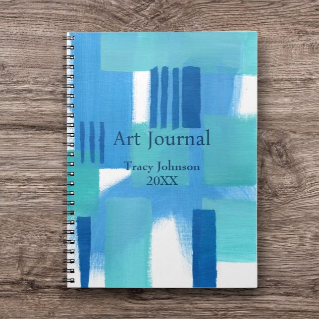 Blau Abstrakt mit Name/Year Art Journal/ Notizblock (Personalized Journal for Drawing, Note Taking or Daily Intentions. )