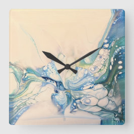 Blau Abstrakt Quadratische Wanduhr