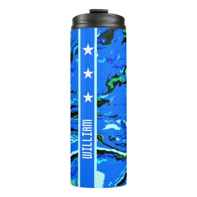 Blau abstrakt thermosbecher (Vorderseite)
