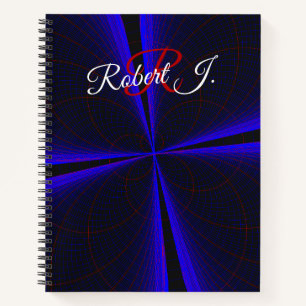 Blau akzentuiertes Klee-Blatt-Geometrisches Spiral Notizbuch