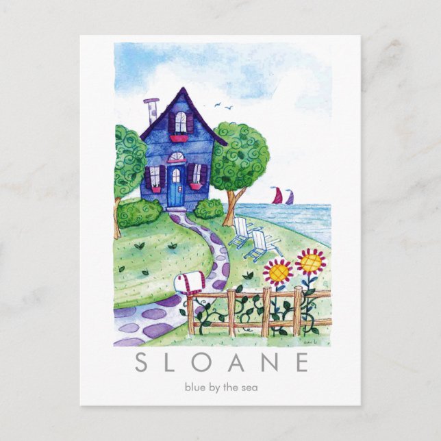 blau am Meer Postkarte (Vorderseite)