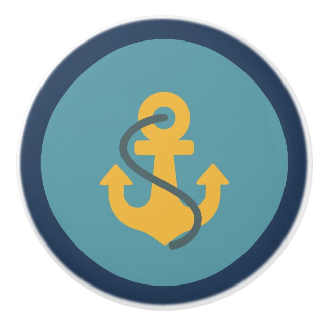 Blau, Anker, Lebensstil an den Küsten Keramikknauf (Vorderseite)