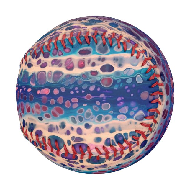 Blau Aquamarin Lilac Weiße Akryllische Abstrakte F Baseball (Rückseite Links)