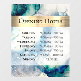 Blau Aquamarine Wasserfarbe Öffnungszeiten Fenster Fensteraufkleber