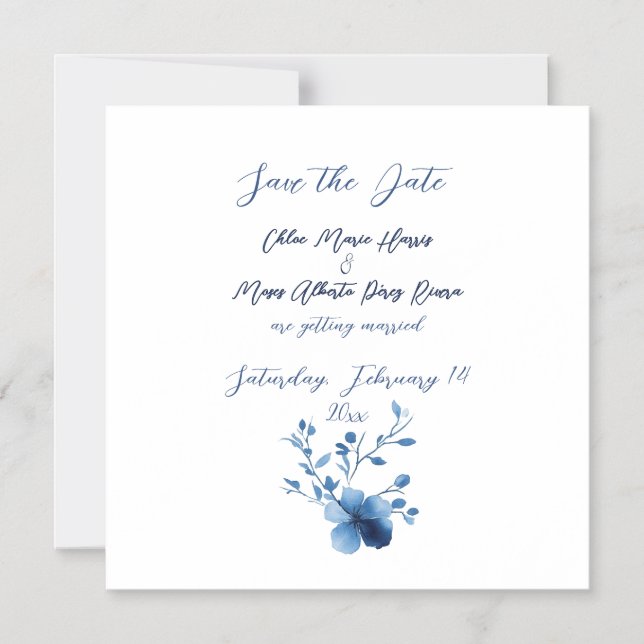 Blau auf blau, Blume Blossom Magneteinladung (Vorderseite)