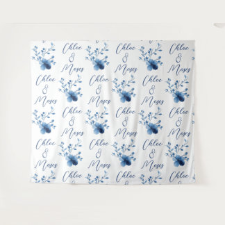 Blau auf blau, Blume Blossom Wandteppich