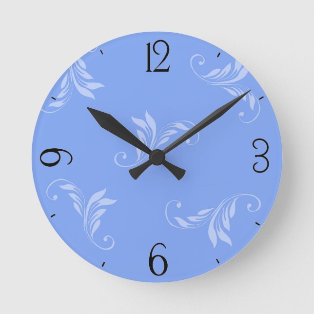 Blau auf blau runde wanduhr (Vorderseite)