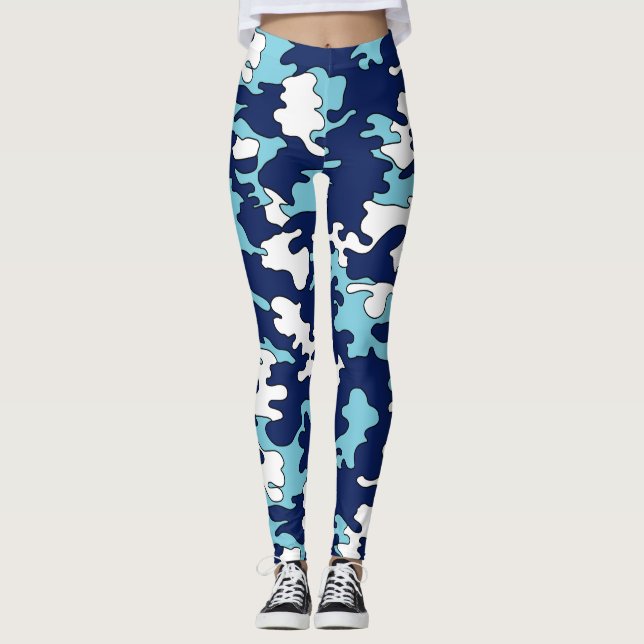 Blau auf blauen Camouflage-Leggings Leggings (Vorderseite)