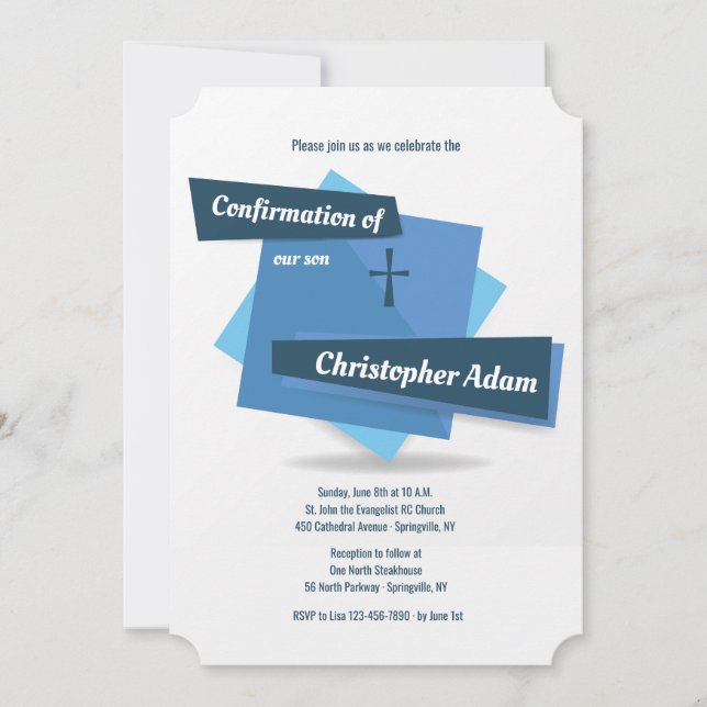 Blau auf blauer Bestätigungs-Einladung Einladung (Vorderseite)