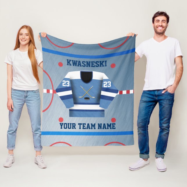Blau auf Blue Ice Hockey Rink| Player Jersey Fleecedecke (Beispiel)