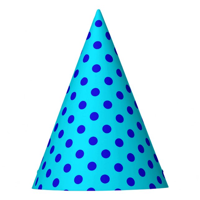 Blau auf Cyan Punkte Musterdesign Partyhütchen (Vorderseite)