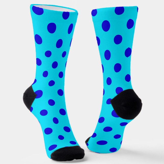 Blau auf Cyan Punkte Musterdesign Socken (Von Creator hochgeladen)