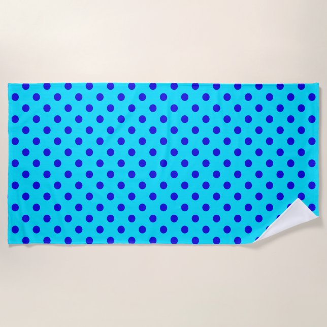 Blau auf Cyan Punkte Musterdesign Strandtuch (Vorderseite)