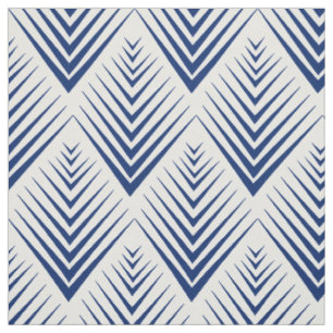 Blau auf dem Design von White Art Deco Lüftermuste Stoff