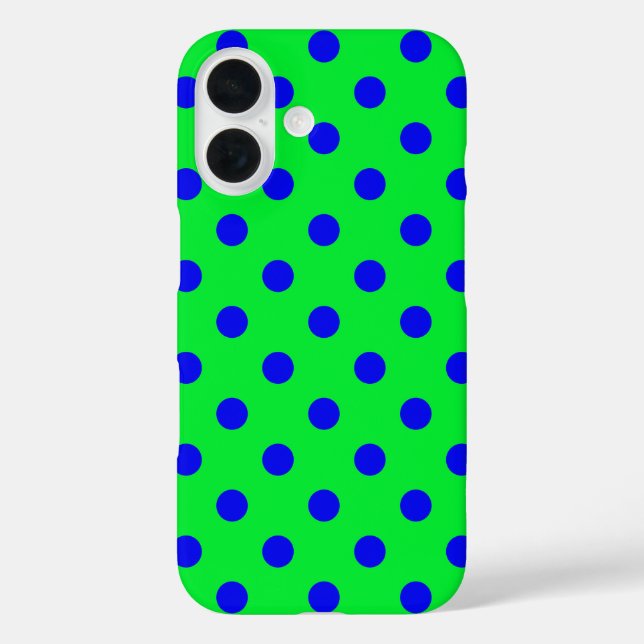 Blau auf grünem Polka-Punkte-Musterdesign  Case-Mate iPhone Hülle (Rückseite)
