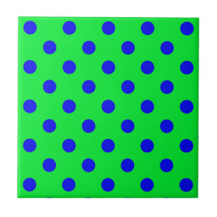 Blau auf grünem Polka-Punkte-Musterdesign Fliese