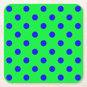 Blau auf grünem Polka-Punkte-Musterdesign Rechteckiger Pappuntersetzer