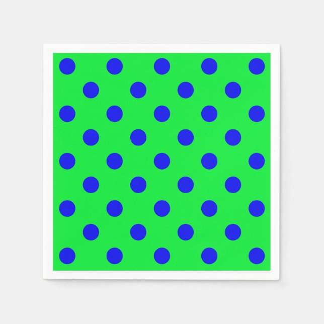 Blau auf grünem Polka-Punkte-Musterdesign  Serviette (Vorderseite)