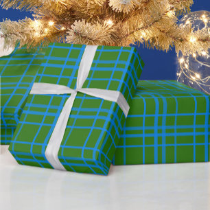 Blau auf grünem Tartan Kariertes Muster Geschenkpapier