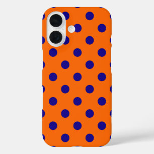 Blau auf Orange Polka Dots Design iPhone 16 Hülle