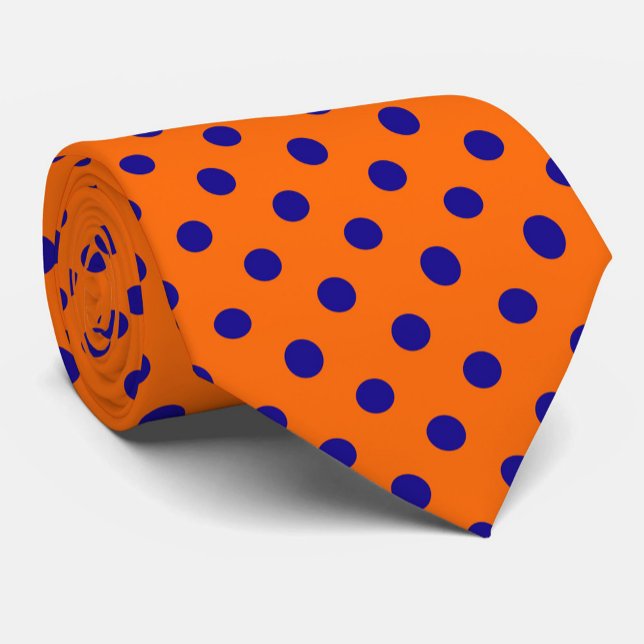 Blau auf Orange Polka Dots Design Krawatte (Von Creator hochgeladen)