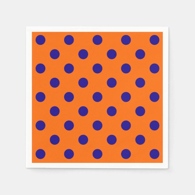 Blau auf Orange Polka Dots Design Serviette (Vorderseite)