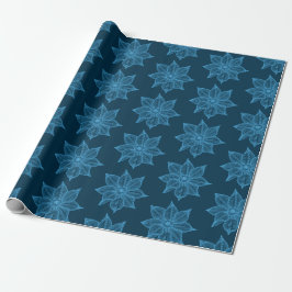 Blau auf preußischen Blue Sketchy-Blume Geschenkpapier