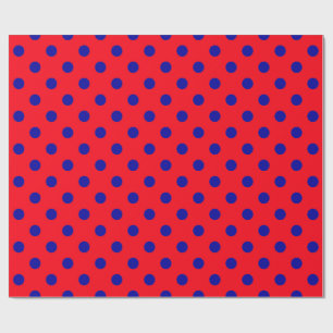 Blau auf Red Polka Dots Design Geschenkpapier