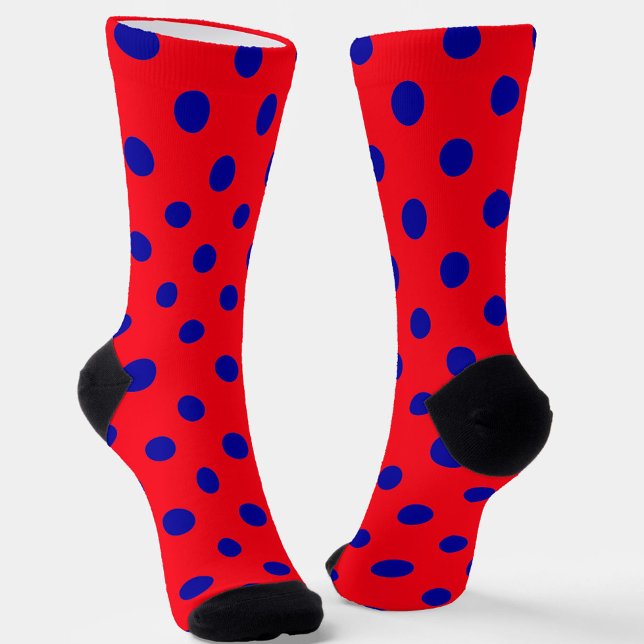 Blau auf Red Polka Dots Design Socken (Von Creator hochgeladen)