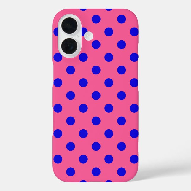Blau auf rosa Polka Dots Design Case-Mate iPhone Hülle (Rückseite)
