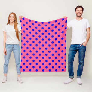 Blau auf rosa Polka Dots Design Fleecedecke