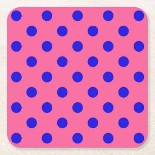 Blau auf rosa Polka Dots Design Rechteckiger Pappuntersetzer