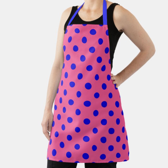 Blau auf rosa Polka Dots Design Schürze (Von Creator hochgeladen)