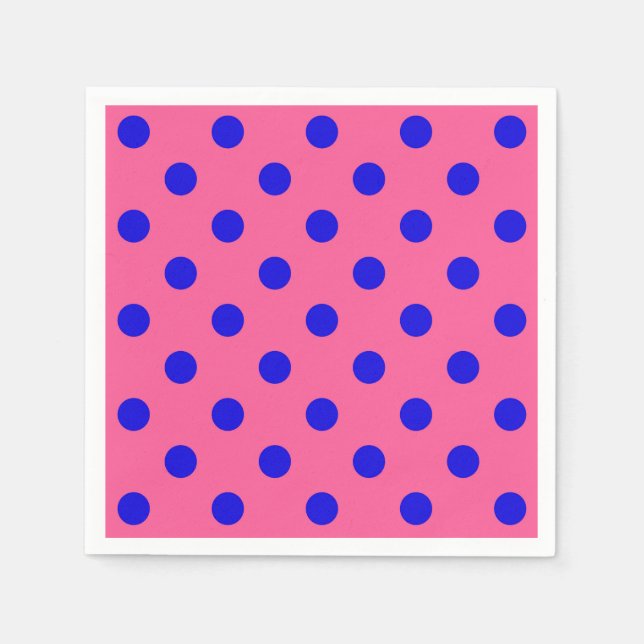 Blau auf rosa Polka Dots Design Serviette (Vorderseite)