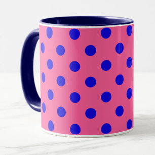 Blau auf rosa Polka Dots Design Tasse