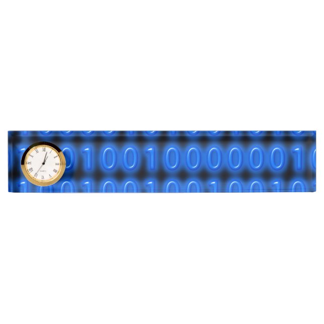 Blau auf schwarzem binärem Code Namensplakette (Vorderseite)