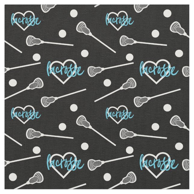 Blau auf schwarzen Lacrosse Sticks & Herzmuster Stoff (Nahaufnahme)