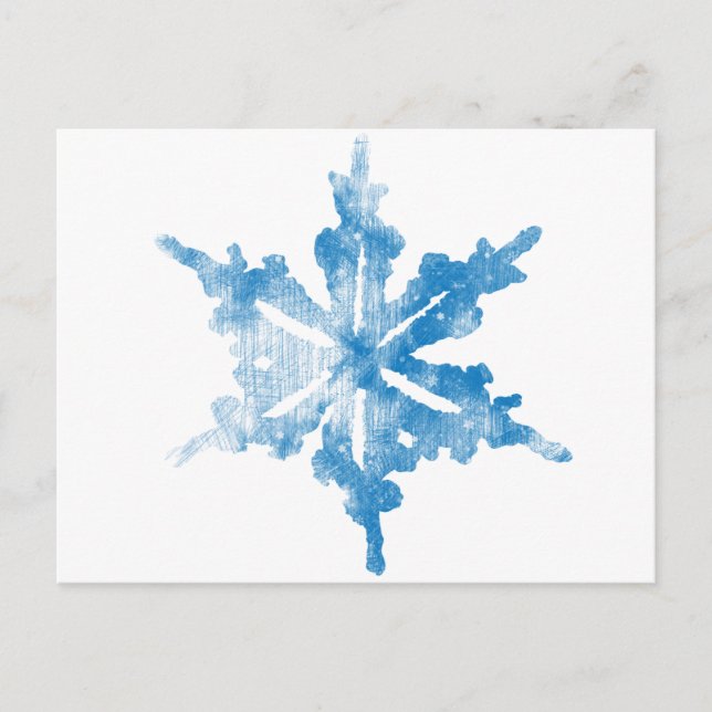 Blau auf weißem, frostigem Snowflake-Design Postkarte (Vorderseite)