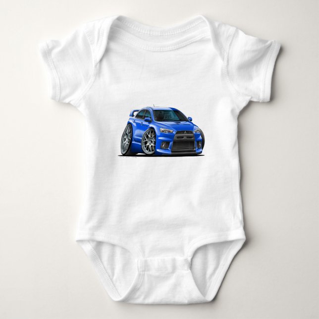 Blau-Auto Mitsubishis Evo Baby Strampler (Vorderseite)