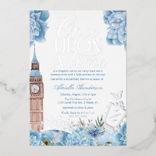 Blau Baby Shower Prinzessin Es war einmal Folieneinladung