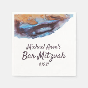 Blau, Beige, Caramel Bar Mitzvah Napkins Serviette