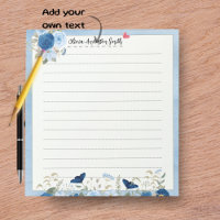 Blau Beige Florales Herz Custom Name Notizbuch