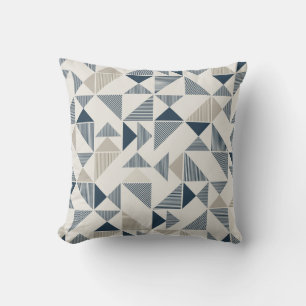 Blau & Beige geometrisch gemustertes Wurfkissen Kissen