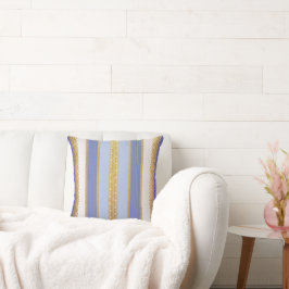 Blau, Beige, Goldstreifen-Kissen Kissen