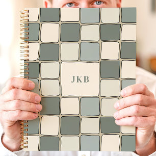 Blau Beige Kariertes Muster Benutzerdefiniertes Mo Planer