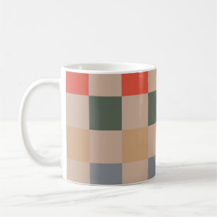 Blau Beige Orange Braun Kariert Gingham-Muster Kaffeetasse