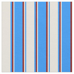Blau, Beige und Maroon-Linien/Streifen-Muster Stoff