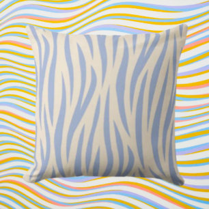 Blau & Beige Zebra Streifen Kissen Kissen - modern