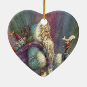 BLAU BELSNICKLE, NORDLICHTE UND PENGUINEN KERAMIK ORNAMENT